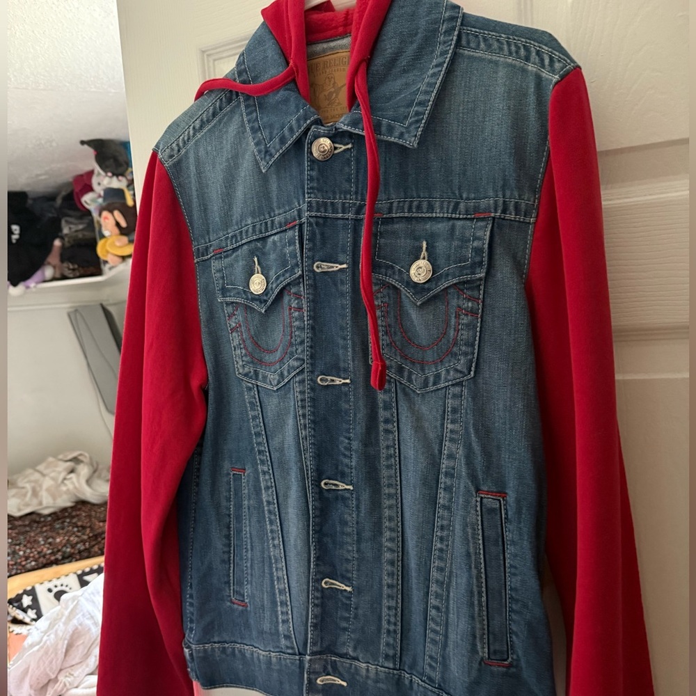 True Religion Denim Jacket with Red Accents